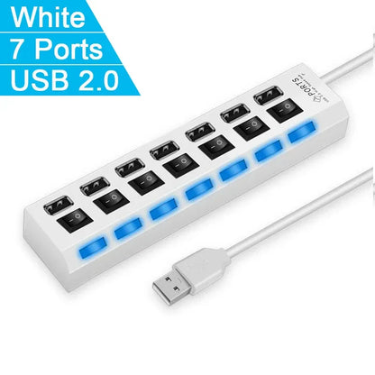 USB 2.0 4/7 Port Multi USB Hub Splitter with Switch