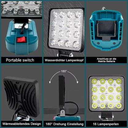 For Makita 14.4V-18V Li-ion Battery Lantern Outdoor Flashlight 3 inch Cordless LED Work Light Camping Lamp Emergency Lighting