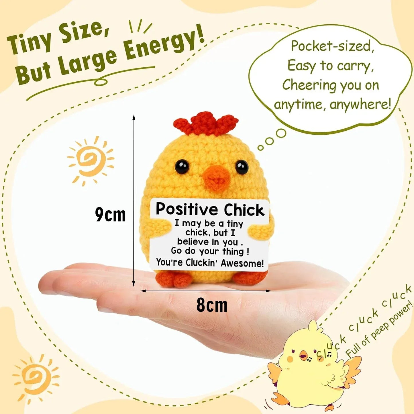 Positive Energy Crochet Doll Pocket Hug Handmade Knitted Plush Potato Plant Avocado Bee Turtle Duck Funny Emotional Support Gift - Urbizia