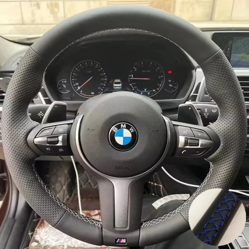 DIY Microfiber Leather Car Steering Wheel Cover For BMW M Sport F06 F10 F15 F16 F20 F21 F25 F30 F32gt F80 F82 X1 X3 x5