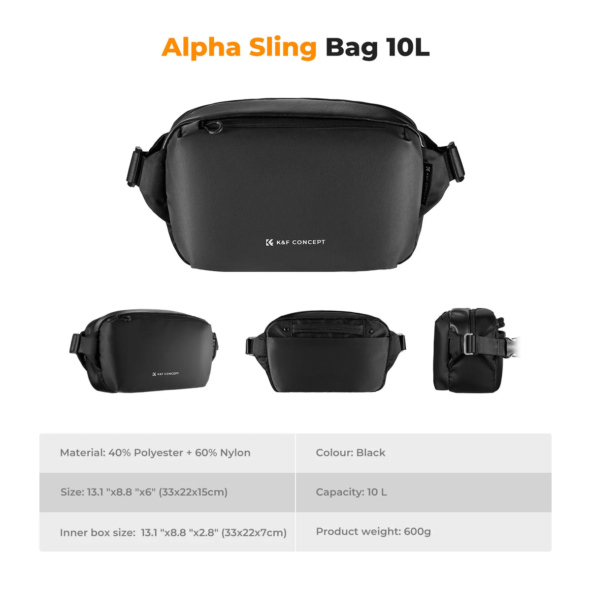 K&F CONCEPT 10L Camera Shoulder Bag for Digital Canon/Nikon/Sony/DJI Drone Lightweight Travel Photography Sling Bag Carry Pouchs