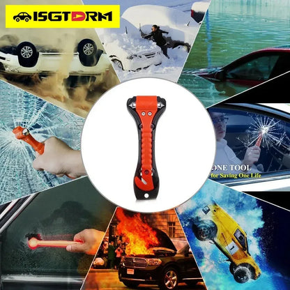 ISGTDRM Safety Hammer Camping Driving Car Seat Belt Cutter 2-in-1 Emergency Break Window Glass Punch Survival Life Rescue Tools - Urbizia
