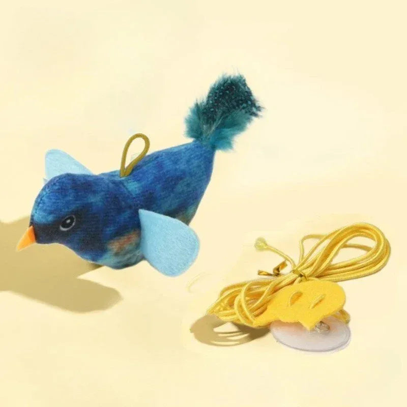 Indoor Interactive Birds Toy for Cat Chasing Teasing Toy Sounding Catnip Cat Teaser Toy Self-hilarity Wall Hanging Birds Cat Toy - Urbizia