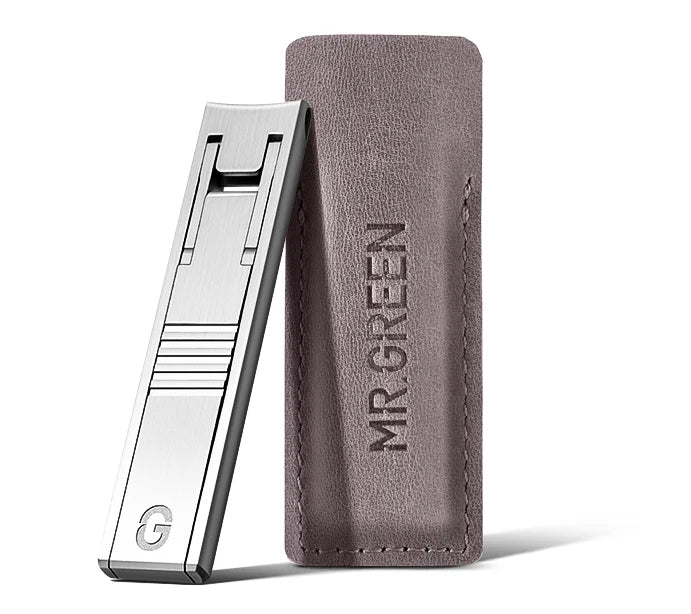 MR.GREEN Ultra Thin Nail Clippers Portable Nail Cutters With Cow Leather Cover Superior Texture Stainless Steel Manicure Tool
