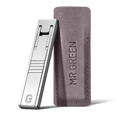 MR.GREEN Ultra Thin Nail Clippers Portable Nail Cutters With Cow Leather Cover Superior Texture Stainless Steel Manicure Tool