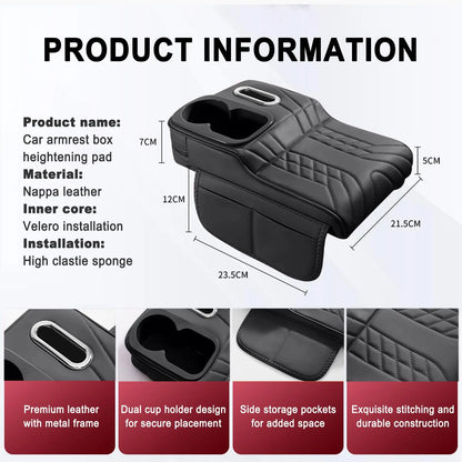 Multifunctional Car Armrest Cushion, Center Console Cover with Tissue Holder, Cup Slot and Side Pockets