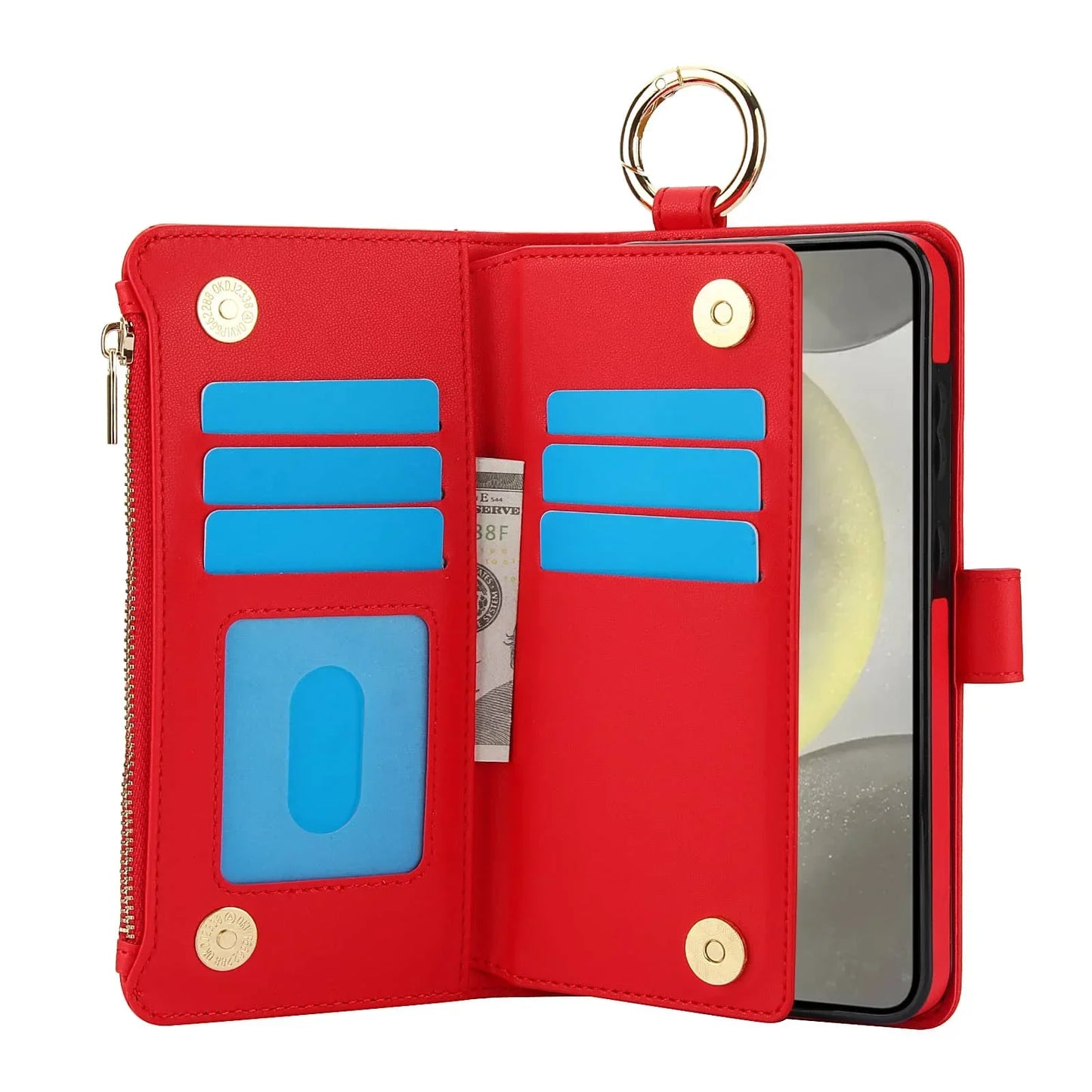 for Samsung Galaxy A55/A15/A54/A14/A73/A53/A13/A72/A52 Wallet case with Zipper Credit Card Holder RFID Blocking,Flip Folio Cover