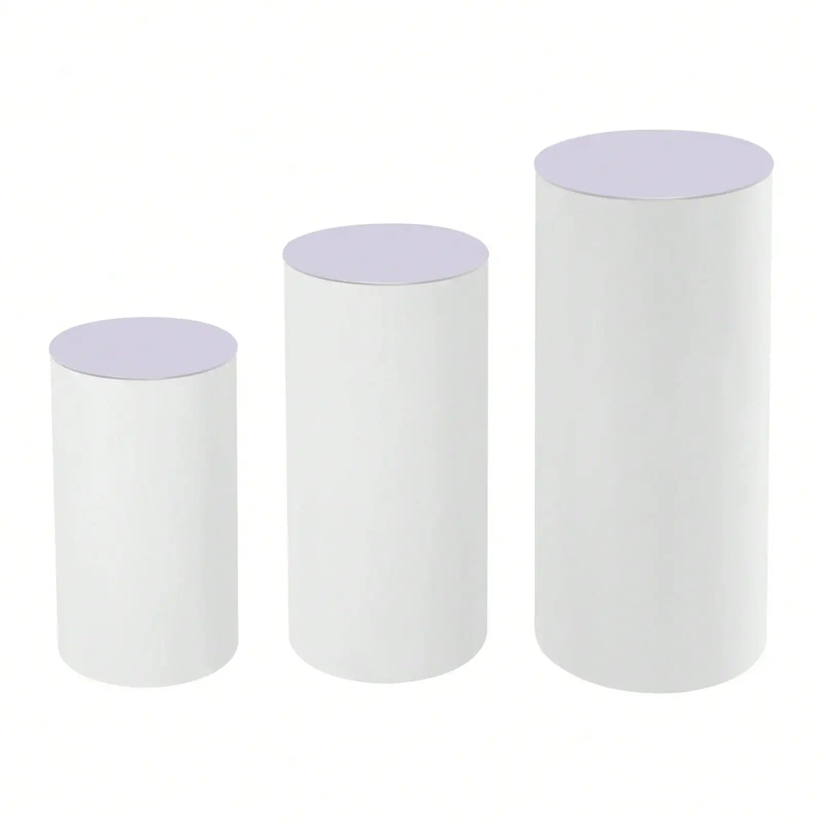 3Pcs White Cylinder Pedestal Stands Round Cylinder Pedestal Display Plinth Pillars For Wedding Party Decor