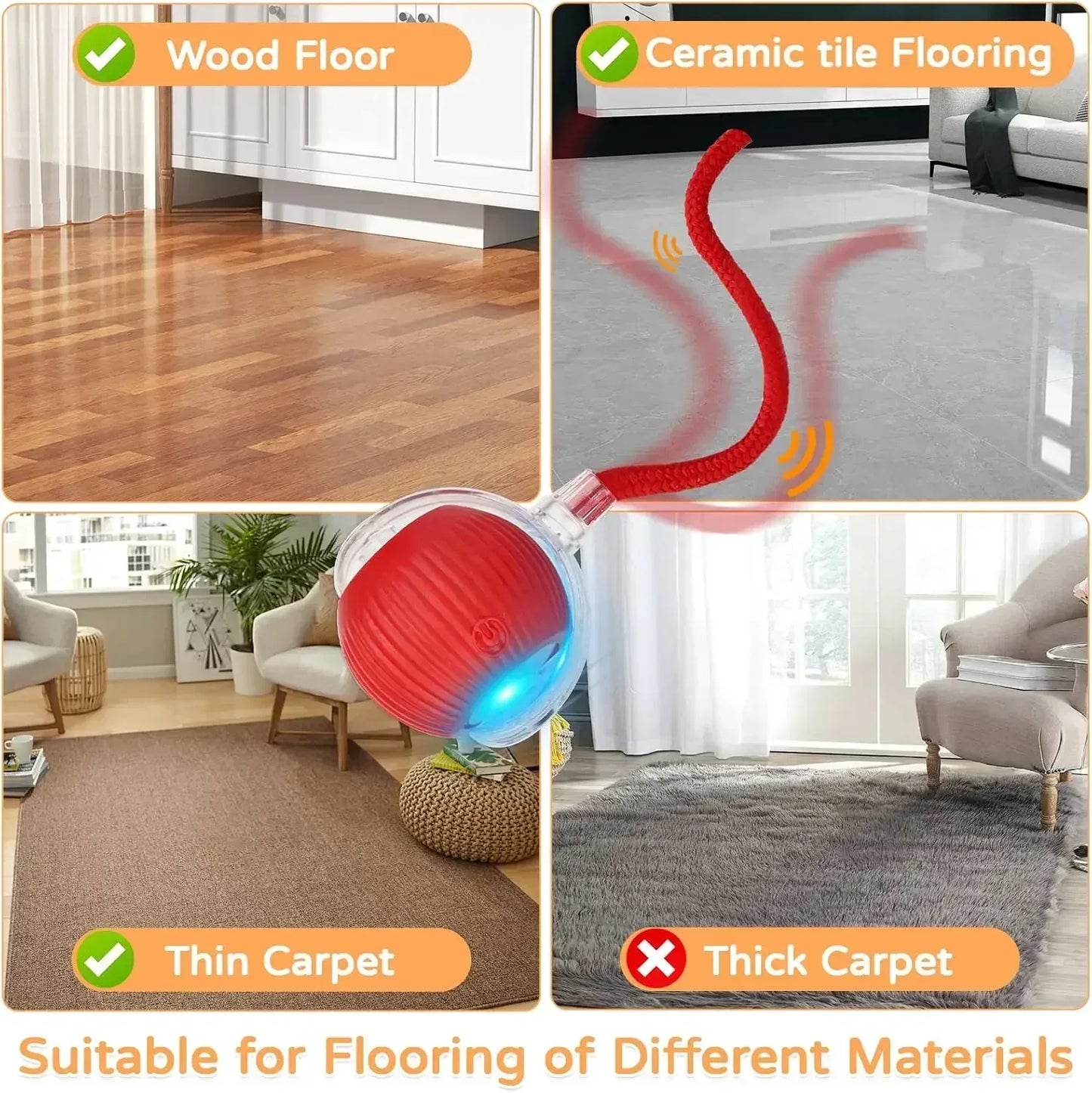 Dog Cat Interactive Ball Toy Automatic Rolling Ball Faux Tail Rechargeable Smart Pet Electric Toy Dog Cat Training Imitate Mouse - Urbizia