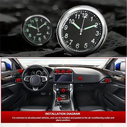 1pc Glow Decorative Clock Car Clock Mini Quartz Analog Car Dashboard Time Stick-On Clock Watch for Car Decoration Exclusive