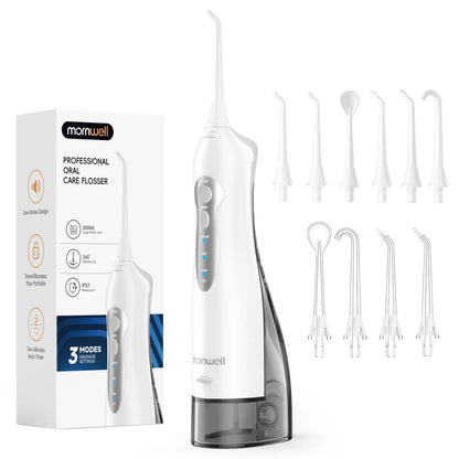 D52 Portable Cordless Water Flosser USB Rechargeable Water Jet Floss Tooth Pick 4 Jet Tip 300ml 3 Modes Teeth Clean for Travel - Urbizia