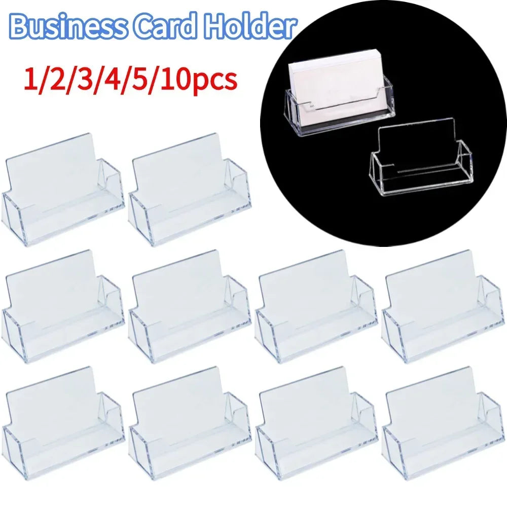 Clear Business Card Holder Organizer Office Desk Display Stand Memo Counter Accessories Tabletop Business Card Holder Case Box - Urbizia