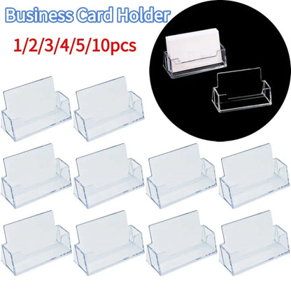 Clear Business Card Holder Organizer Office Desk Display Stand Memo Counter Accessories Tabletop Business Card Holder Case Box - Urbizia