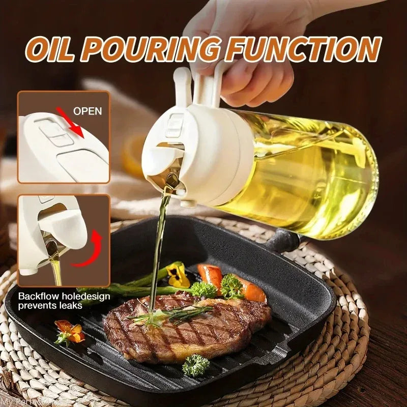 2-in-1 Oil Sprayer Bottle 500ml Cooking Spray Tool