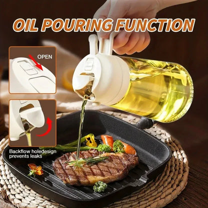 2-in-1 Oil Sprayer Bottle 500ml Cooking Spray Tool