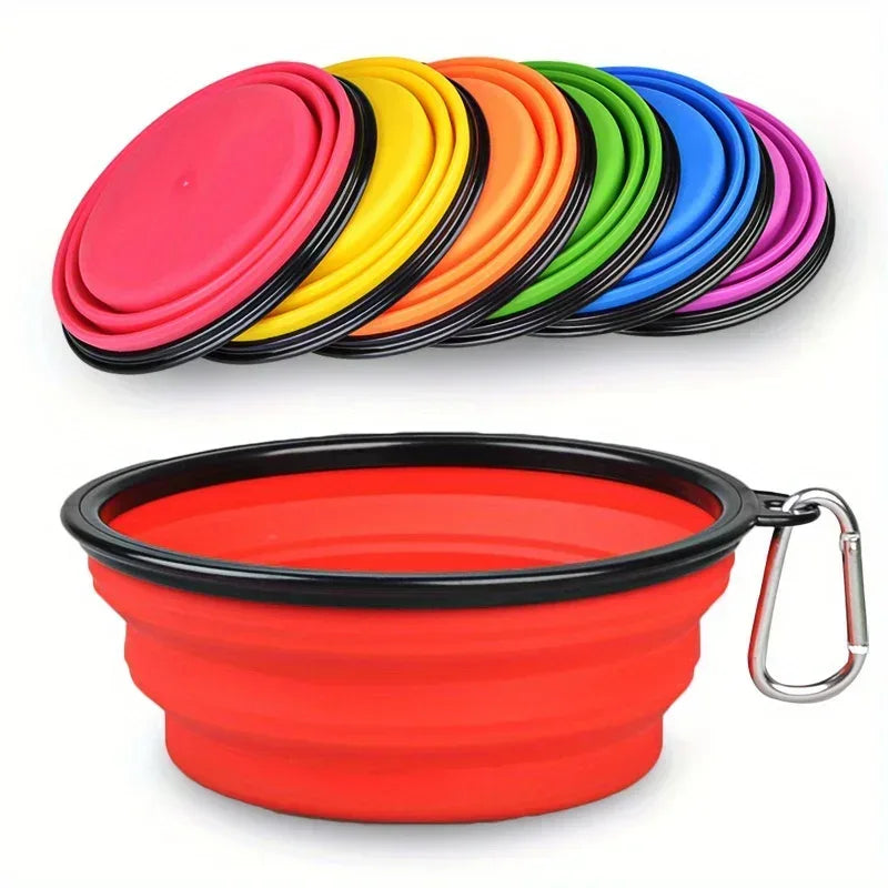 Dog Folding Bowl Portable Dog Travel Bowl Dog Food Water Bowl for Outdoor Walking Silicone Dog Food Water Bowl with Bowl Lip - Urbizia