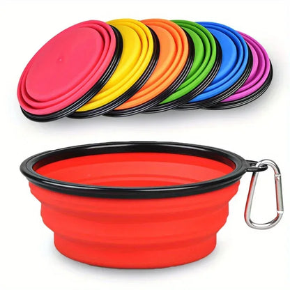 Dog Folding Bowl Portable Dog Travel Bowl Dog Food Water Bowl for Outdoor Walking Silicone Dog Food Water Bowl with Bowl Lip - Urbizia