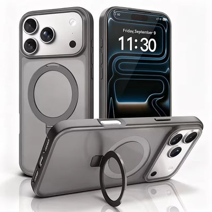 Premium Magnetic Stand Case with Wireless Charging | Compatible with iPhone 18,17,16,15,14,13,12,11 Pro/Pro Max/Air/Plus Series | Transparent Matte Finish + Hands-Free Viewing + Durable Design | Ideal Gift for Tech Enthusiast