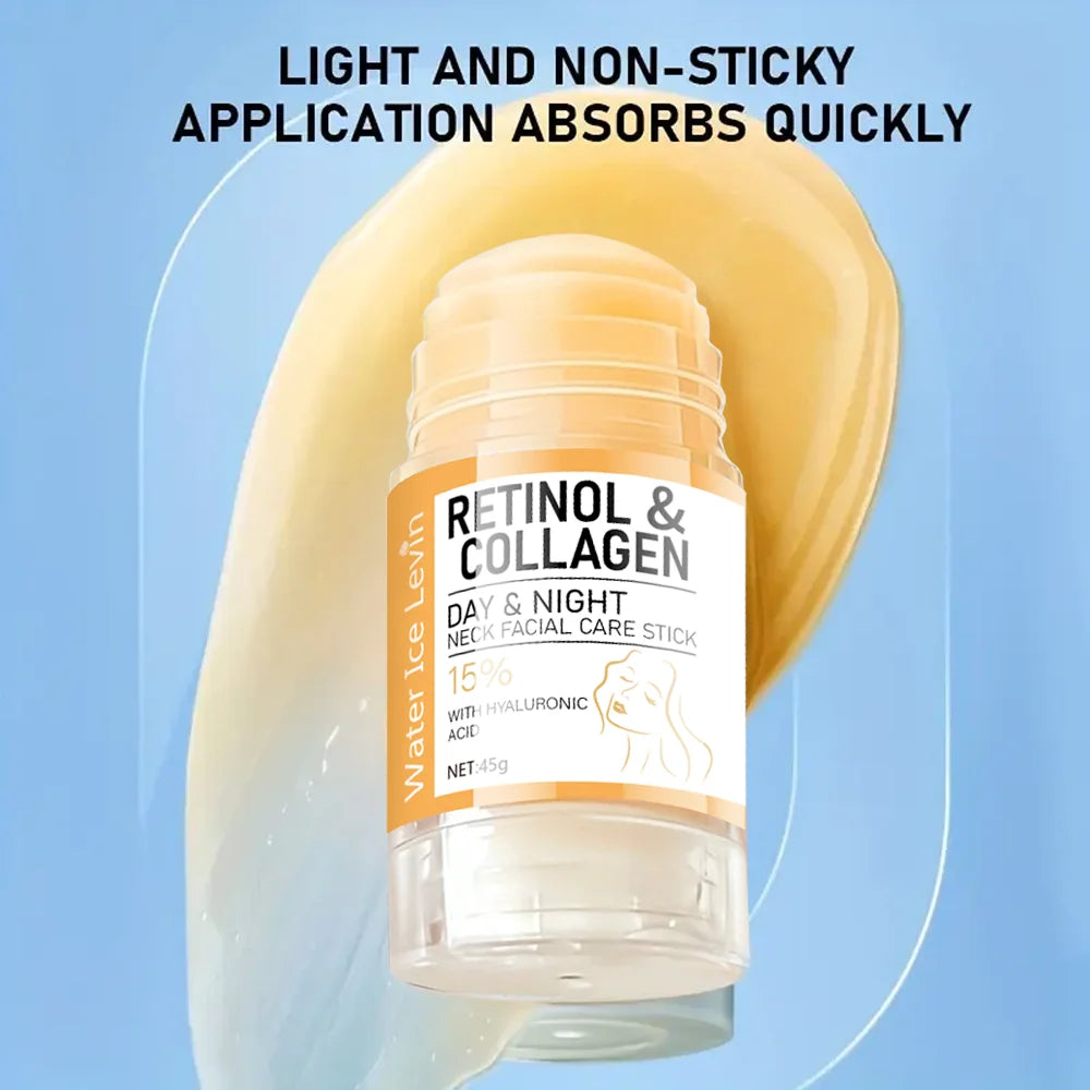 45g Retinol and Collagen Day and Night Neck Cream Facial Stick, Hydrating and Moisturizing, Non-Greasy, Easy to Use, Easy to Absorb, Gentle and Non-Irritating, Deeply Absorbed!