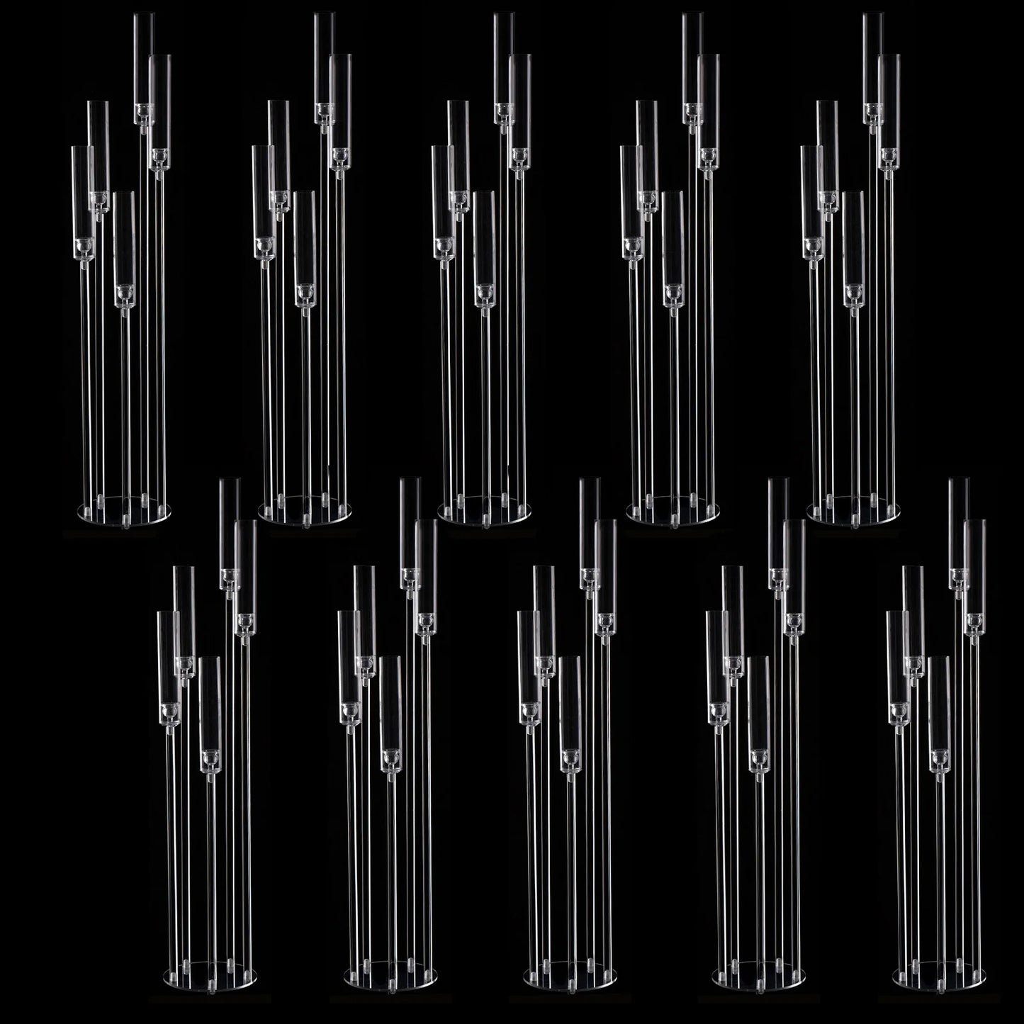 Clear Acrylic Floor Candelabra 5 Arm Tall Candlestick Holder for Wedding Table Centerpiece Ceremony Party Home Decoration 10PCS