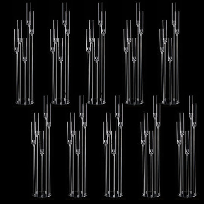 Clear Acrylic Floor Candelabra 5 Arm Tall Candlestick Holder for Wedding Table Centerpiece Ceremony Party Home Decoration 10PCS