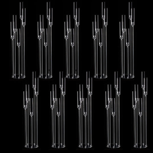 Clear Acrylic Floor Candelabra 5 Arm Tall Candlestick Holder for Wedding Table Centerpiece Ceremony Party Home Decoration 10PCS