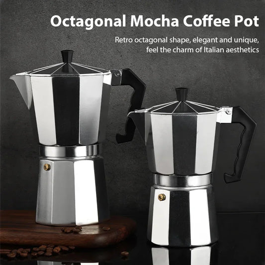 Octagonal Moka Coffee Kettle Latte Percolator Espresso Pot Home Office Travel Outdoor Camping Tableware ﻿Aluminum Coffee Tea Pot