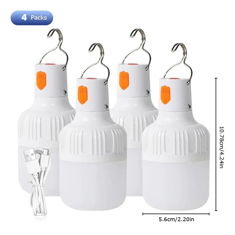 2pcs Rechargeable LED Indoor Outdoor Emergency Hookup Portable Lights with Battery Flashing Lights Barbecue Tent Camping Lights - Urbizia