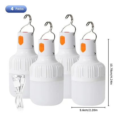 2pcs Rechargeable LED Indoor Outdoor Emergency Hookup Portable Lights with Battery Flashing Lights Barbecue Tent Camping Lights - Urbizia