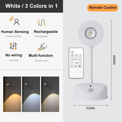 USB Rechargeable Intelligent Human Sensing Wireless Wall Light Dimmable Led Spotlight for Lighting Paintings Pictures 3 Colors - Urbizia