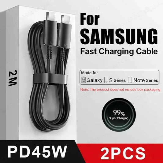 2PCS PD 45W USB C Cable For Samsung Galaxy S20 S21 S22 S23 Ultra Note 10 5G 20 A53 A54 Super Fast Charging USB Type C Data Cable - Urbizia