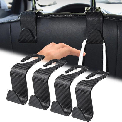 4Pcs Carbon Fibre Hook Car Seat Headrest Hook Auto Back Seat Organizer Hanger Handbag Clothes Bracket Car Interior Accessories - Urbizia