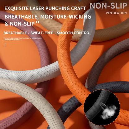 2026 New Ultra-Thin Car Steering Wheel Cover All-Season Universal  Anti-Slip Sweat-Absorbent Suede Nappa Automotive Interior