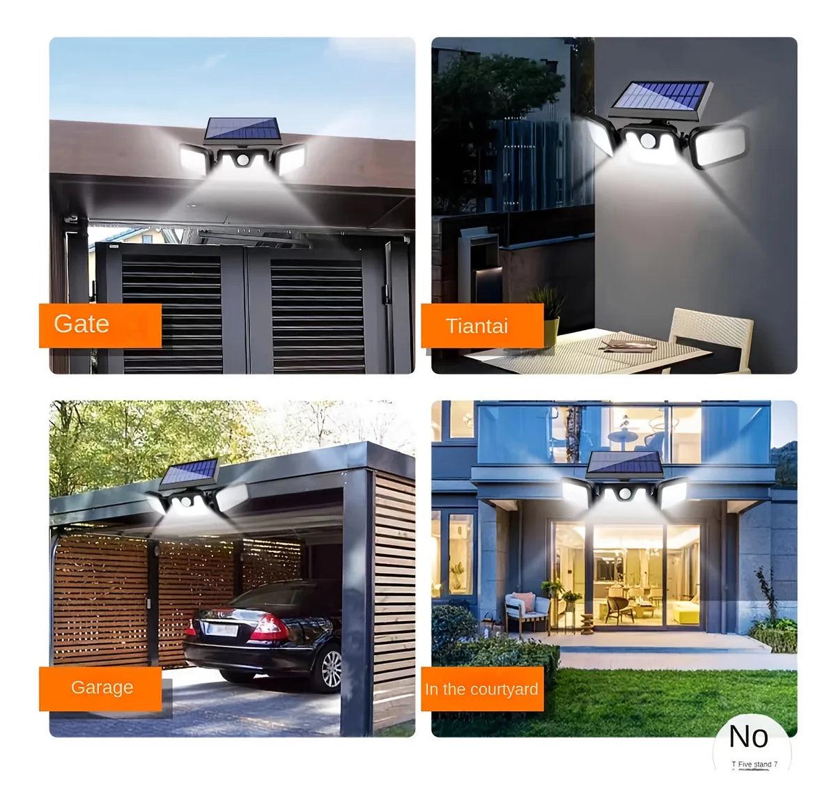 Solar LED Wall Light |Three-head Outdoor Lighting | IP55| Solar-powered with Motion Sensor | Durable ABS and PC Materials |Ideal