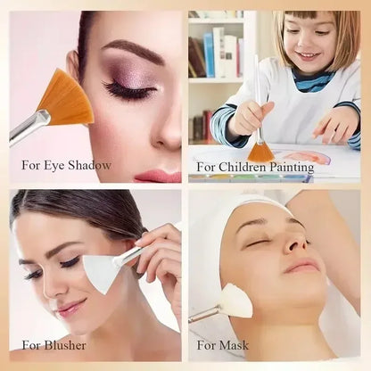3/6/12pcs Practical Facial Brushes Fan Shape Brush Flat Head Face Mask Applicator Soft Portable Mask Brushes Cosmetic Tools - Urbizia