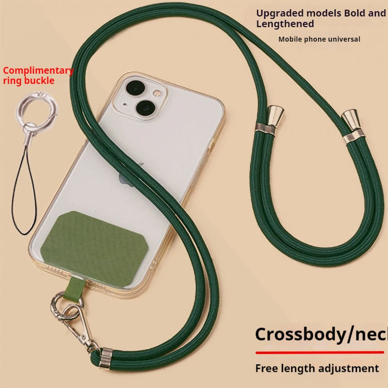 Universal Adjustment Phone Lanyard Solid Color Polyester Necklace Strap Long Hanging Rope With Clip Anti-Lost Crossbody Lanyard
