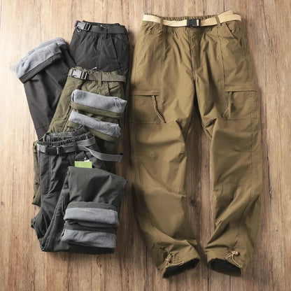 Outdoor Workwear Pants Men's Loose Fleece Lined Thick Soft  Hiking Mountain Climbing Windproof Waterproof Jacket Pants