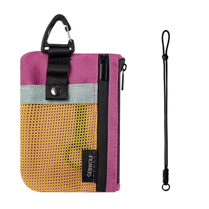 Minimalist RFID Blocking Small Wallet with ID Window,WaterResistant Zip Id Case Wallet with Lanyard Keychain for Cards,Cash