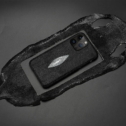 Genuine Leather Case for iPhone 17 Air 16 15 14 13 12 18 Pro Max Original Stingray Leather Back Cover Carcasa for iPhone 11 Pro