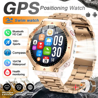T-Rex 3 Ultra Military Grade GPS Smart Watch 10ATM Waterproof Compass Altimeter Barometric AMOLED Men HD Call Sports Smartwatch - Urbizia