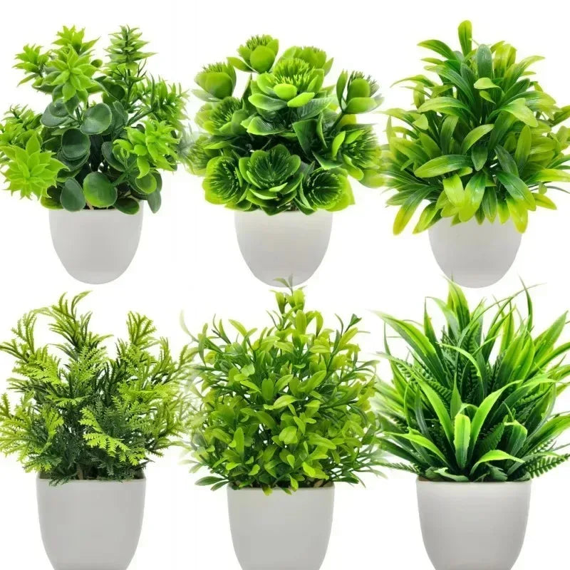 1PC Artificial Plant with Plastic Pot for Home Office Desk Living Room Bedroom Decor Fake Greenery No Maintenance Required - Urbizia
