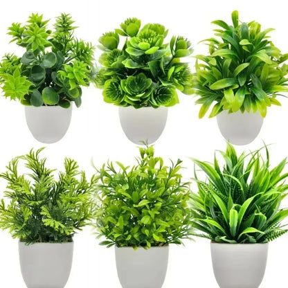 1PC Artificial Plant with Plastic Pot for Home Office Desk Living Room Bedroom Decor Fake Greenery No Maintenance Required - Urbizia