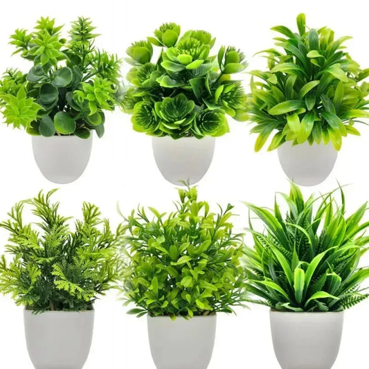 1PC Artificial Plant with Plastic Pot for Home Office Desk Living Room Bedroom Decor Fake Greenery No Maintenance Required - Urbizia