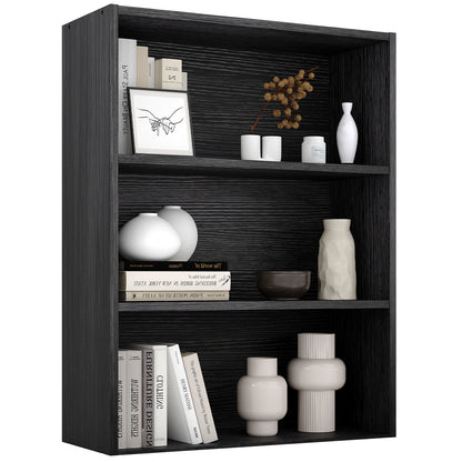 JHK 3-4 Tier Wooden Shelf Bookcase Tall Floor Standing Open Bookshelf for Living Room and Home Office Personalized Storage