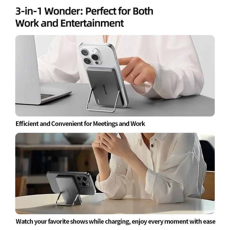 MOVESPEED S05Pro Magnetic Power Bank 5000mAh Wireless External Battery with Stand for MagSafe Powerbank for iPhone 16 15 Samsung