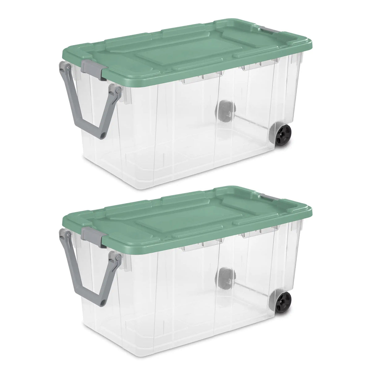 Sterilite Extra Large Storage Bin, 40 Gallon Wheeled Plastic Storage Container with Handle, Black, Pack of 2, Industrial