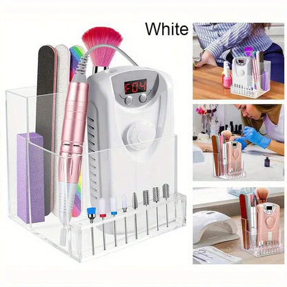 1PC Nail Drill Bits Holder Display Clear Nail Display Box Transparent Makeup Organizer Nail Manicure Tools Acrylic Nail Display