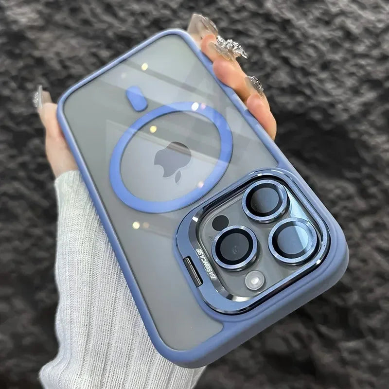 Luxury Magnetic Shockproof MagSafe iPhone Case with Stand