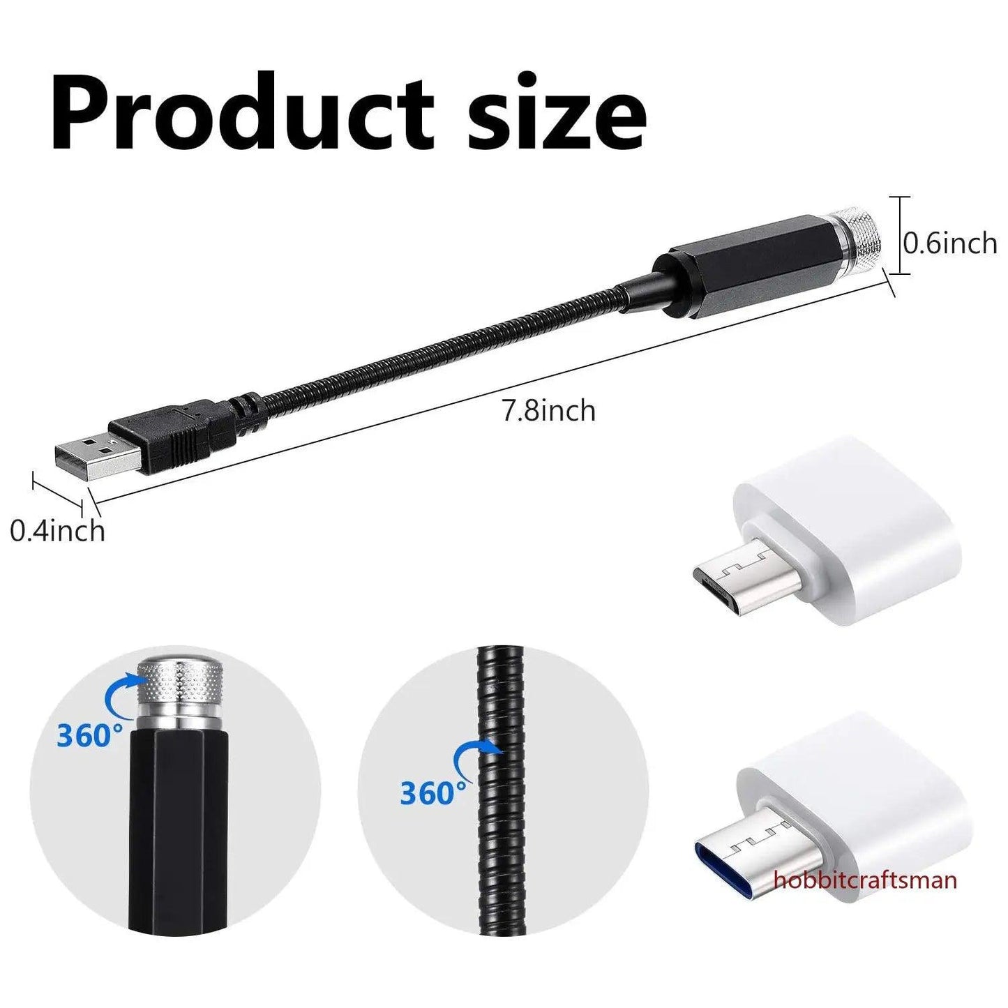 USB LED Star Projector Light for Car Roof