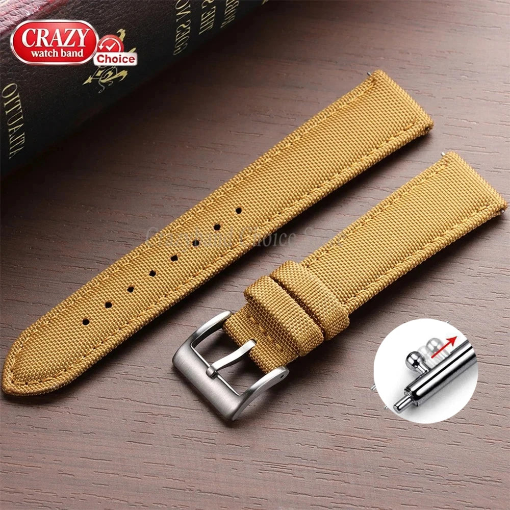 20mm 22mm Waterproof Sailcloth Watch Strap Two-Sided Nylon Watchband Quick Release Band Universal Sport Belt for Men Bracelet